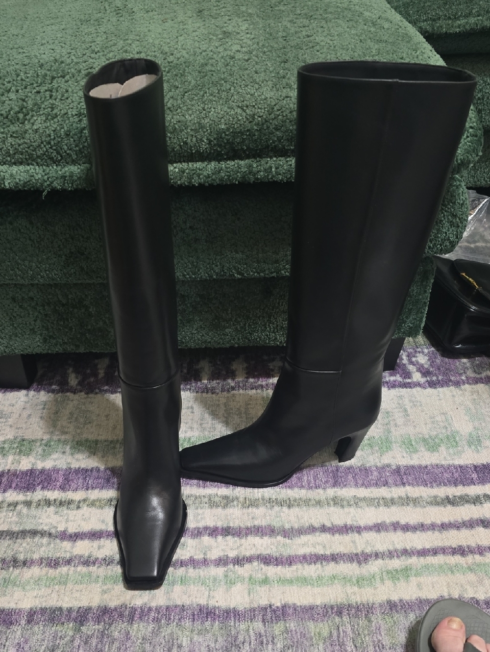 Roberto Cavalli Black Leather Knee-High Heeled Boots
